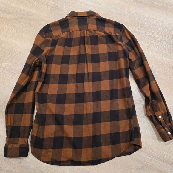 Gap Shirt Men's Small Brown Flannel Standard Fit 100% Organic Cotton Button-Up - Picture 7 of 8